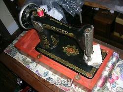 1920 Singer 66 Hand Crank Machine À Coudre Serviced Sews Smooth Stitch Child Safe
