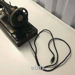 1923 Ornée Noir Or Antique Singer Machine À Coudre Locking Bentwood Case + Key
