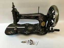 Antique 1881 Chanteuse 12/12k Machine À Coudre Nacre Inlays Fiddle Base