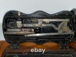 Antique 1886 Singer 12 Hand Crank Sewing Machine W Bentwood Case. Rare Belle