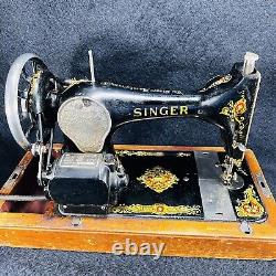 Antique 1910 Singer Machine À Coudre G746417 Avec Bentwood Case Works Serviced Lire