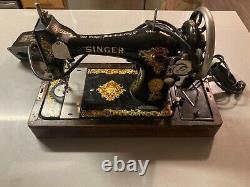 Antique 1910 Singer Sewing Machine Handcrank Withpedal G0154633 Numéro De Série 2104194
