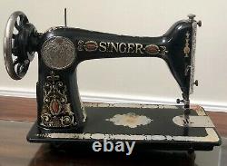 Antique 1911 Singer Red Eye Treadle Sewing Machine Black Floral Model Aiguille