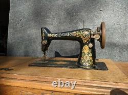 Antique 1914 Singer Redeye Treadle 6 Tiroir Machine À Coudre Chêne #g3873739