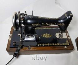 Antique 1922 Singer 99k Coque De La Machine À Coudre Bentwood, Knee Pedal/lever Vintage