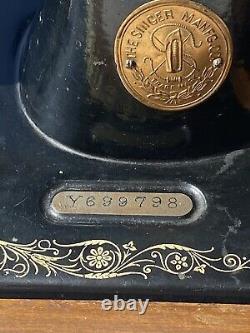Antique 1922 Singer 99k Machine À Coudre Bentwood Case Pied Pedal Light #y699798