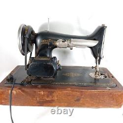 Antique Old Vintage 1929 Singer Machine À Coudre Avec Boîtier En Bois