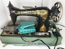 Antique Pat 1899-1910 Singer Machine À Coudre - Condition De Travail Rare Avec Case