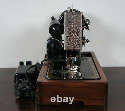 Antique Portable Singer Machine À Coudre 99k Électrique Bentwood Case Simanco