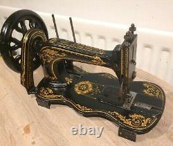 Antique Singer 12k New Family Fiddle Base Avec Décalcomanies Acanthus 1885