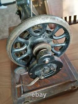 Antique Singer 28k Hand-crank Machine À Coudre Avec Boîtier