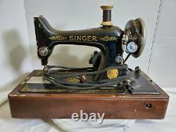 Antique Singer Fabrication Machine À Coudre Électrique Avec Boîtier Bentwood Bu7-e