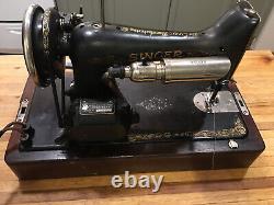 Antique Singer Machine À Coudre Bent Wood Case Modèle 99 Knee Lever Vintage 1925