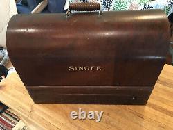 Antique Singer Machine À Coudre Bent Wood Case Modèle 99 Knee Lever Vintage 1925