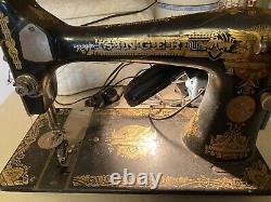 Antique Singer Machine À Coudre Électrifiée Fonte