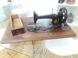 Antique Singer Machine À Coudre Fiddle Base Modèle 12 + Plateau En Bois (q239)p2