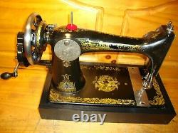 Antique Singer Machine À Coudre Modèle 127, Hand Crane, Serviced