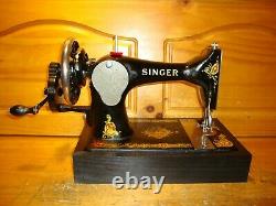 Antique Singer Machine À Coudre Modèle 128' La Vencedora', Manivelle De Main, Desservi