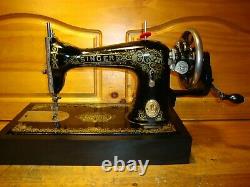 Antique Singer Machine À Coudre Modèle 15' Pain D'épices', Hand Crane, Serviced