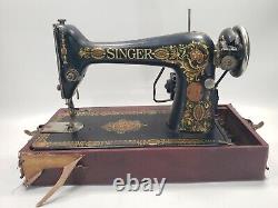 Antique Singer Machine À Coudre Sn C7161582 / Vers 1908 / Testé Et Fonctionne Avec Le Boîtier