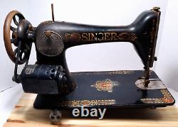 Antique Singer Red Eye Modèle 66 Machine À Coudre Électrique Avec Moteur À Courroie