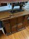 Antique Singer Sewing Machine Model #66 Tiger Oak Closed Cabinet Treadle