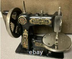 Antique Stitchwell Salesman Échantillon Machine À Coudre Cast Iron Singer Stamped