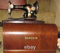 Antique Vintage 1929 Singer Coudre Machine À Coudre Withcase En État De Fonctionnement