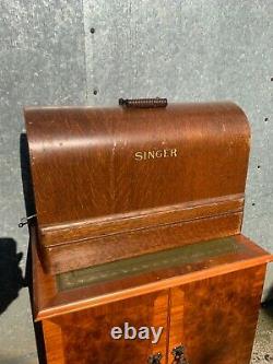 Antique Vintage Singer Machine À Coudre Dome Top Case Clé Superbe