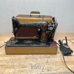 Antique Vtg Singer Modèle 66 Red Eye Sewing Machine Bird Victorian Art Deco