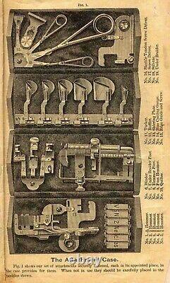Impressionnante machine à coudre Singer antique de 1889 avec boîte d'énigme en chêne et accessoires COMPLETS