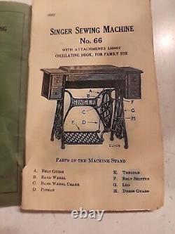 MANUEL D'INSTRUCTIONS DE LA MACHINE À COUDRE ANTIQUE SINGER #66 DE 1916 AVEC UN S ROUGE SUR LE DEVANT