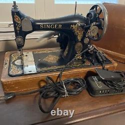 Machine À Coudre Vintage Singer Fabriquée En 1910 Série G8908255 Avec Boîtier En Bois