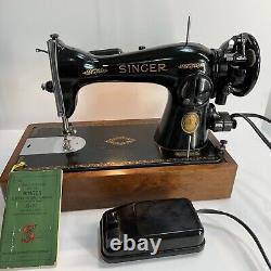 Machine à coudre Singer 15-91 de 1952 vintage AL209047 Fonctionne parfaitement avec sa boîte et sa pédale de pied