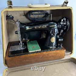 Machine à coudre Singer 15-91 de 1952 vintage AL209047 Fonctionne parfaitement avec sa boîte et sa pédale de pied