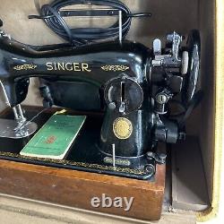 Machine à coudre Singer 15-91 de 1952 vintage AL209047 Fonctionne parfaitement avec sa boîte et sa pédale de pied