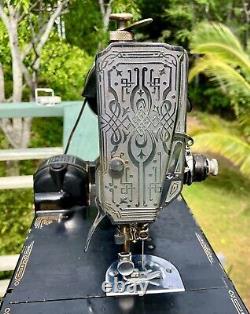 Machine à coudre Singer 221 Featherweight avec visage à motifs de 1939 et pièces de réparation ou étui