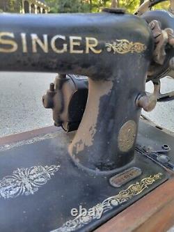 Machine à coudre Singer Antique de 1918, modèle 99K, avec boîtier en bois courbé, numéro de série F8374477