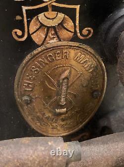 Machine à coudre Singer Antique en fonte à manivelle manuelle de 1892, Trouvaille rare ! REGARDEZ