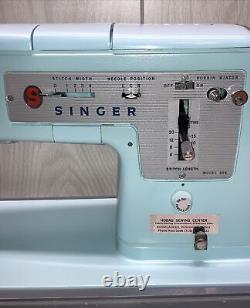 Machine à coudre Singer ZigZag bleue vintage modèle 348 avec accessoires manuels Style-Mate