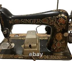 Machine à coudre Singer antique avec moteur électrique Oster