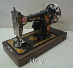 Machine à coudre Singer antique rare des années 1920 avec moteur/outil lumineux fonctionnel