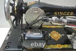 Machine à coudre Singer antique rare des années 1920 avec moteur/outil lumineux fonctionnel