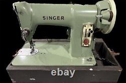 Machine à coudre portable Vintage Singer RFJ8-8 Green 185J avec étui (voir vidéo)