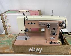 Machine à coudre vintage rose de service Zig Zag Singer 15 Clone MCM des années 1950-60