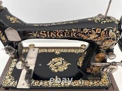 Magnifique machine à coudre Singer 27 Pheasant de 1904, tête à pédale entièrement testée Antique