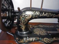 Original Sans Restriction 1897 Singer 12k Ottoman Decal Hand Crank Machine À Coudre