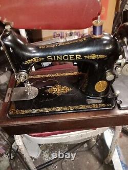 Rare Antique 1926 Ab Singer Machine À Coudre Modèle 99 60 Cycles 110 Volt Vintage