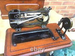 Rare Antique Bradbury Fiddle Base Handcrank Machine À Coudre Similaire À Singer 12k