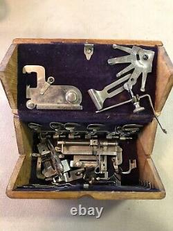 Rare Antique Singer Machine À Coudre Puzzle Box Pliant Avec Acc. Fév 1889 Brevet